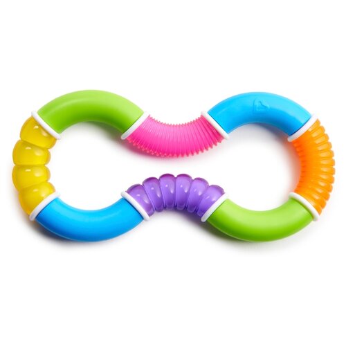 фото Прорезыватель-погремушка munchkin twisty figure 8 teether toy зеленый/голубой/розовый