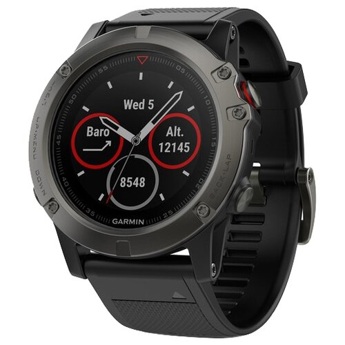 фото Умные часы garmin fenix 5x sapphire серые с черным ремешком