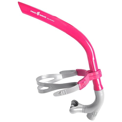 фото Трубка для плавания mad wave pro snorkel, розовый/серебристый