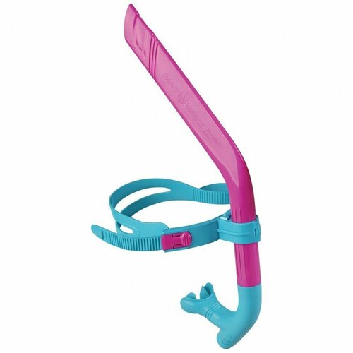 фото Трубка для плавания mad wave pro snorkel junior, розовый/лазурный