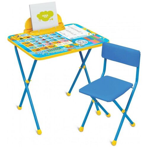 фото Комплект nika стол + стул первоклашка (кп2/11) 60x45 см голубой/желтый
