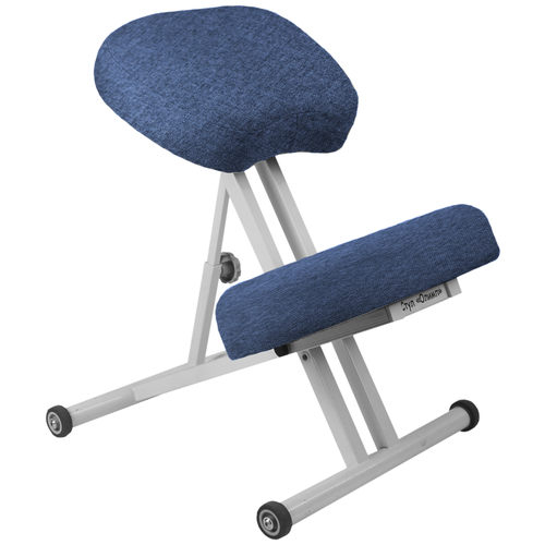 фото Эргономичный коленный стул "олимп" ск-1-2 (толстые сидения) синяя птица на белой раме