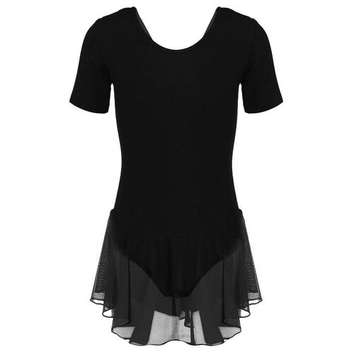 фото Купальник для хореографии х/б, короткий рукав, юбка-сетка, размер 36, цвет чёрный grace dance