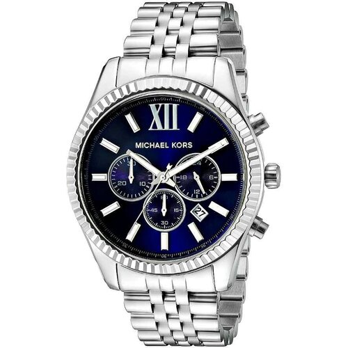 фото Наручные часы michael kors мужские часы michael kors lexington с синим циферблатом, серебряный, синий