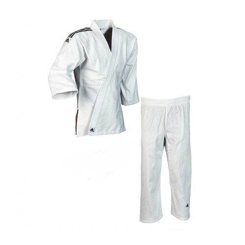 фото Кимоно для дзюдо club белое с черными полосками j350 (без пояса) - adidas - белый - 140 см