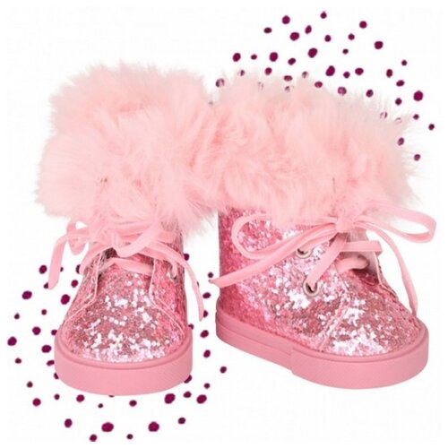 фото Gotz зимние ботинки с мехом и глитером для кукол 42-46 см розовый