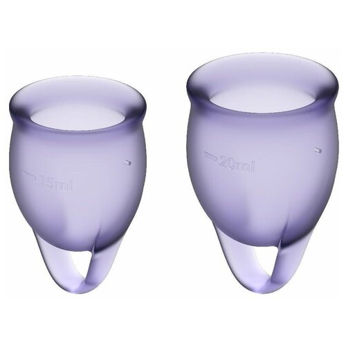фото Набор фиолетовых менструальных чаш feel confident menstrual cup, satisfyer, фиолетовый, силикон