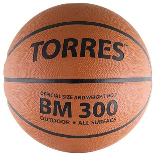 фото Баскетбольный мяч torres b00017, р. 7 темно-оранжевый/черный