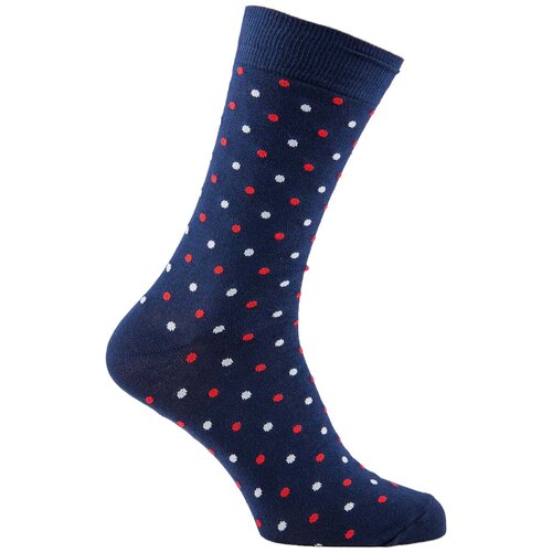 фото Носки мужские дизайнерские синий\красно-белый горошек, размер 25 (1 пара) годовой запас носков