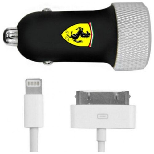 фото Автомобильное зарядное устройство cg mobile ferrari car charger 2.1а + apple lightning, черный