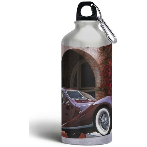 фото Бутылка спортивная,туристическая фляга, 500мл с карабином машины ретро автомобиль ретрокар - 373 brutbottle