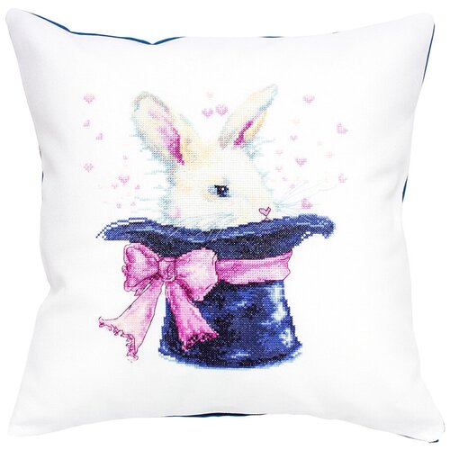 фото Набор для вышивания подушки luca-s "кролик в шляпе" (счетный крест), 40х40 см, арт. pb139