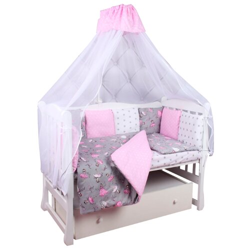 фото Amarobaby комплект в кроватку Мечта (8 предметов) серый/розовый