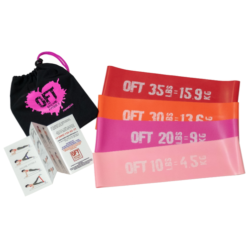 фото Эспандер лента 4 шт. original fittools ft-75-morena 60 х 7.5 см розовый/оранжевый/красный