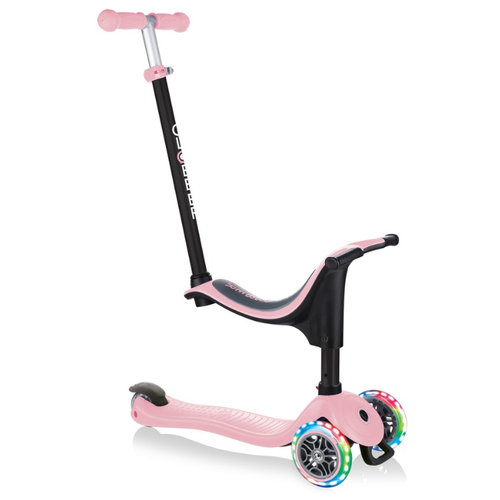 фото Самокат-беговел для малышей globber go up sporty lights, розовый