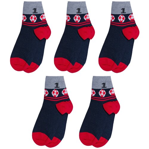 фото Комплект из 5 пар детских носков rusocks (орудьевский трикотаж) рис. 03, сине-красные, размер 16-18