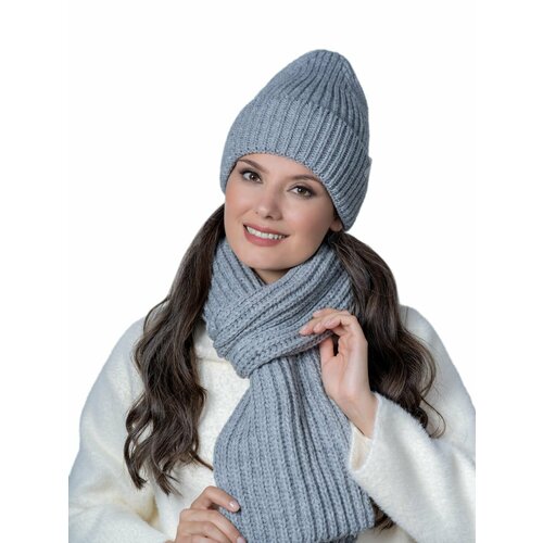 фото Шапка бини landre, размер 56-59 см, серый