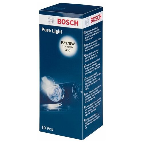 фото Лампа автомобильная накаливания bosch pure light 1987302202 p21/5w 12v 21/5w 10 шт.