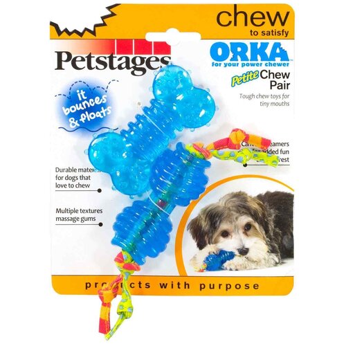 фото Petstages набор из двух игрушек для собак мелких пород орка косточка + гантеля 7 см, 0,077 кг (2 шт)