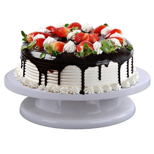 фото Подставка для торта вращающаяся 28 см белая / тортница / тортовница нет