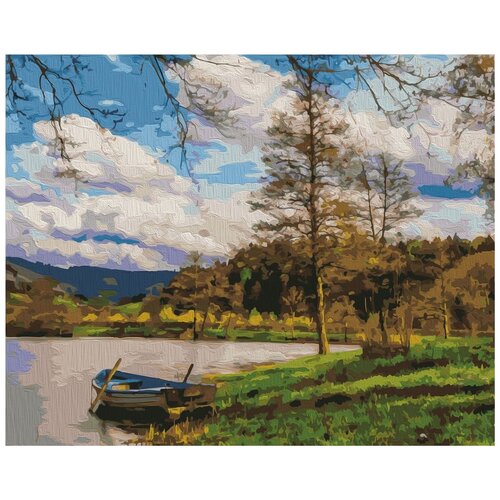фото Картина по номерам «лодка на реке», 40x50 см, артвентура
