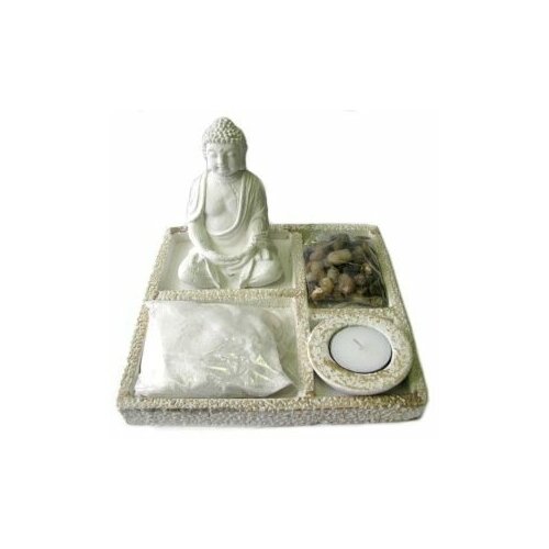 фото Набор садик дзен белый будда, h=19 см, камень артсимвол