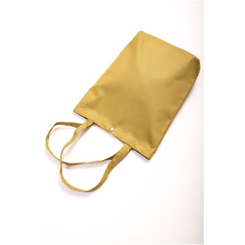 фото Текстильная эко-сумка-шоппер из однотонной саржи оланж ассорти с карманом и застежкой-кнопка, желтый