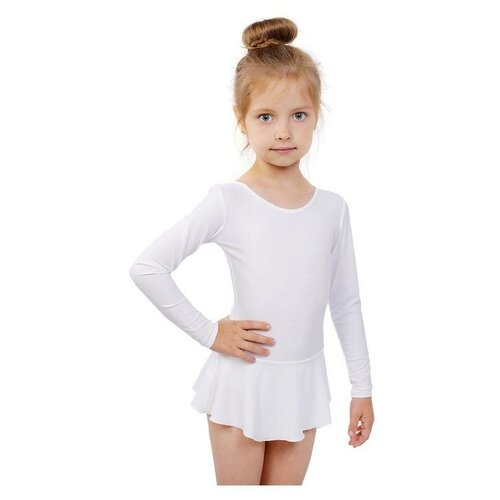 фото Grace dance купальник гимнастический с юбкой, с длинным рукавом, размер 34, цвет белый