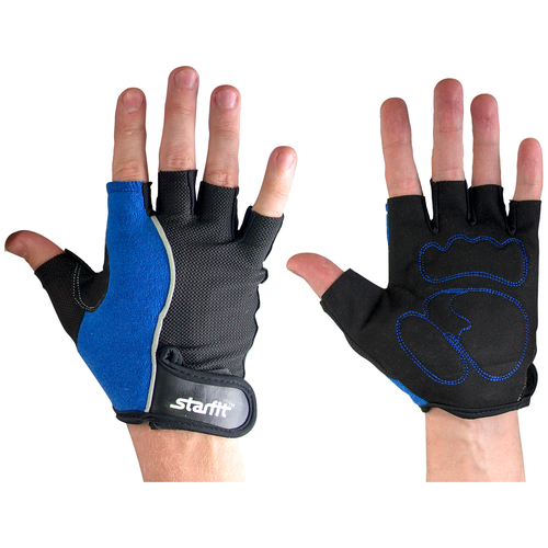 фото Перчатки для фитнеса starfit su-108, синие/черные (xl)