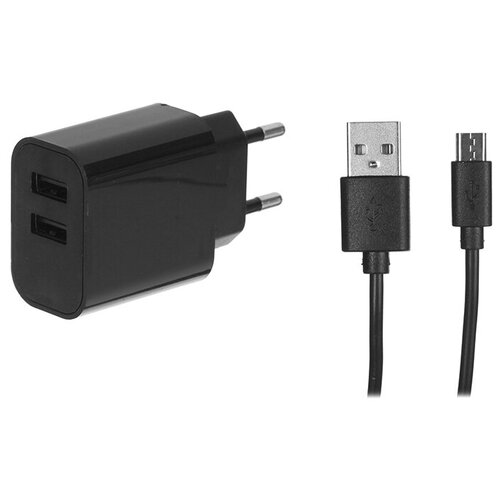 фото Зарядное устройство maverick 2xusb 3.1a + кабель microusb black пselaep1846