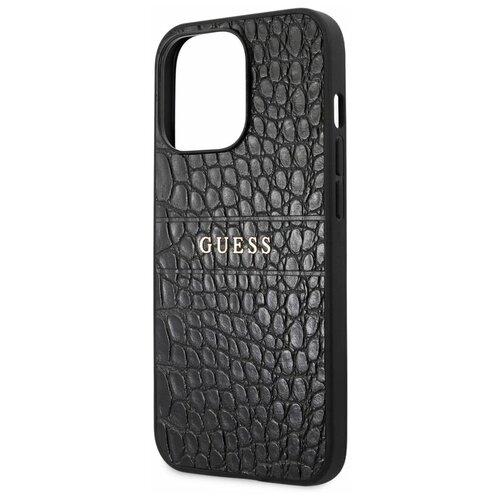 фото Guess для iphone 13 pro чехол pu croco with metal logo hard black