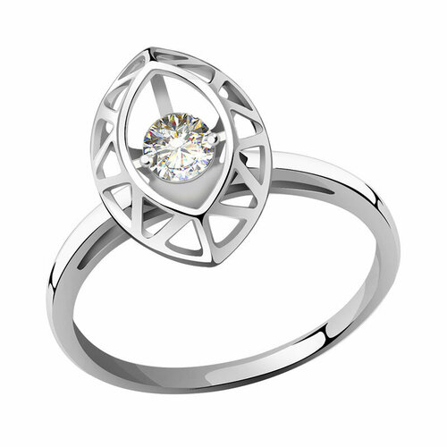 фото Кольцо diamant online, белое золото, 585 проба, фианит, размер 18