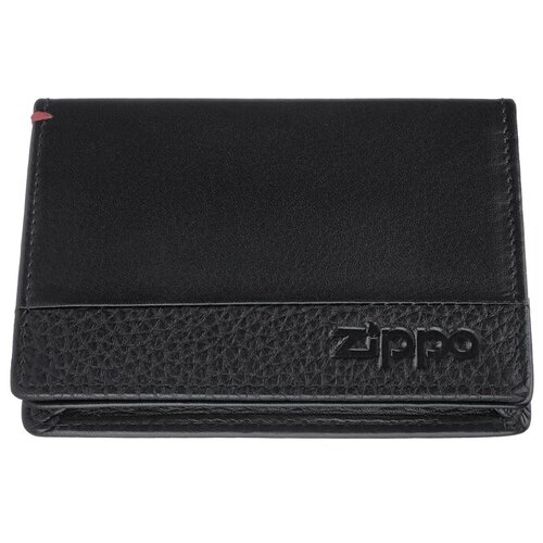 фото Держатель для карт zippo с защитой от сканирования rfid, чёрная, натуральная кожа, 10,5x1,5x7,5 см