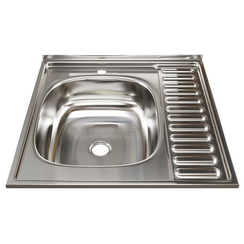 Накладная кухонная мойка 60 см, Mixline 60х60 (0,4) 1 1/2 левая, нержавеющая сталь/глянец