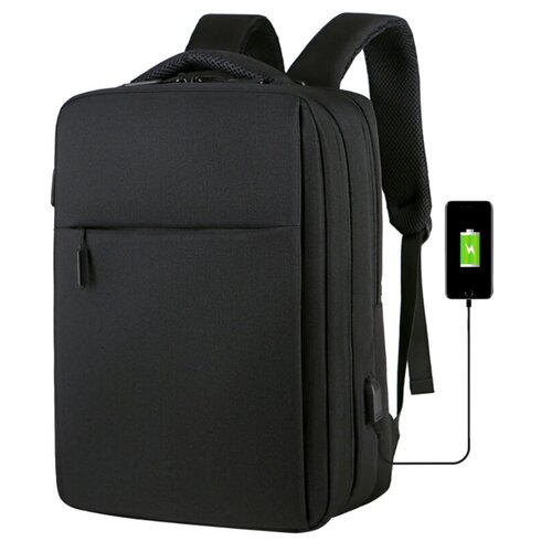 фото Городской водонепроницаемый рюкзак для ноутбука до 15,6 дюймов с usb, черный icon