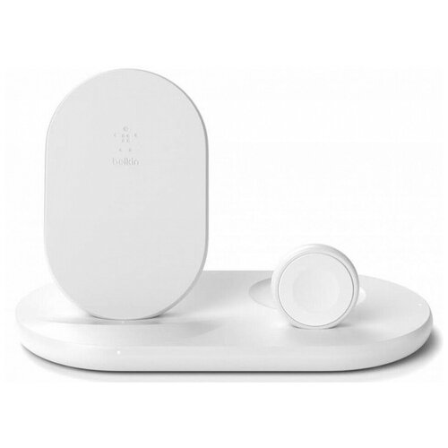 фото Беспроводное зарядное устройство belkin 3 in 1 wireless pad wiz001vfwh (white)