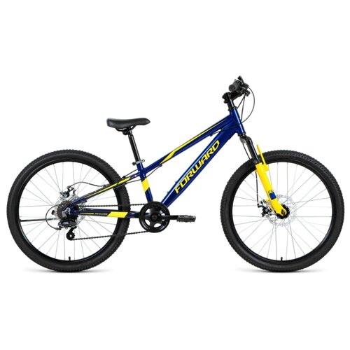 фото Велосипед forward rise 24 2.0 disc (24" 7 ск. рост 11") 2020-2021, темно- синий/желтый, rbkw1j347011