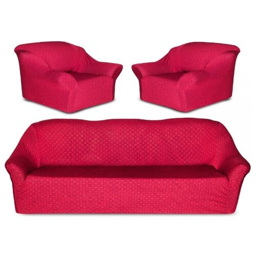 фото Karteks комплект чехлов на диван и два кресла jodi цвет: бордовый br21581 (одноместный,трехместный)