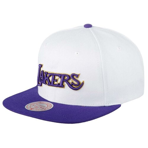 фото Бейсболка с прямым козырьком mitchell ness 6hsssh21294-lalwhpr los angeles lakers nba, размер one