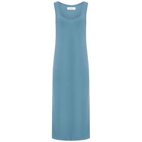 фото Платье-комбинация poche, вискоза, повседневное, прямой силуэт, миди, размер xs, голубой