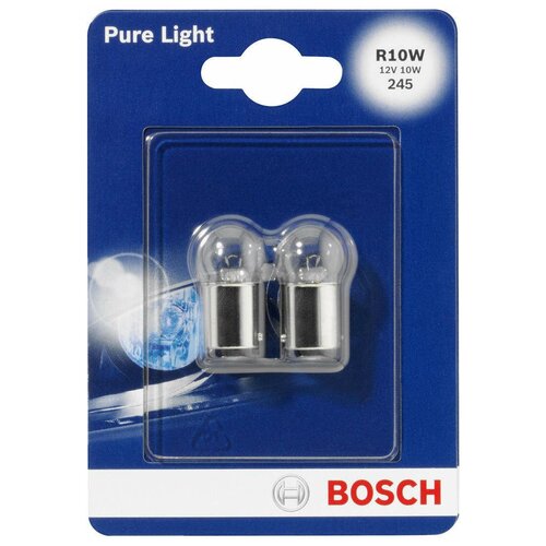 фото Лампа автомобильная галогенная bosch pure light 1987301019 r10w 12v 10 w 2 шт.