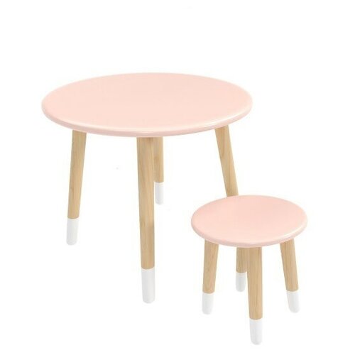 фото Детский комплект стол и табурет круглый розовый, с носочками bambini letto