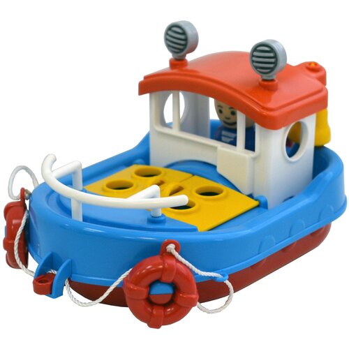 фото Лодка форма детский сад - ботик дельфин (с-120-ф), 21.5 см, синий/красный