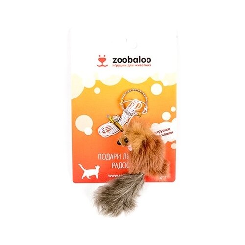 фото Zoobaloo игрушка для кошек мышь-погремушка из меха на резинке 1 м (121), 0,100 кг