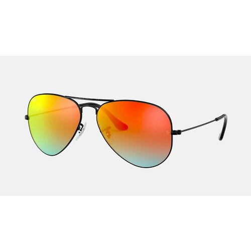 фото Солнцезащитные очки ray-ban, авиаторы, оправа: металл, зеркальные, оранжевый