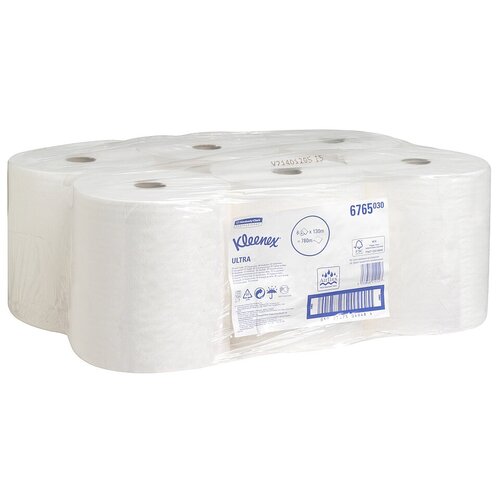 фото Полотенца бумажные kleenex ultra 6765 двухслойные белые в рулонах 6 рул.