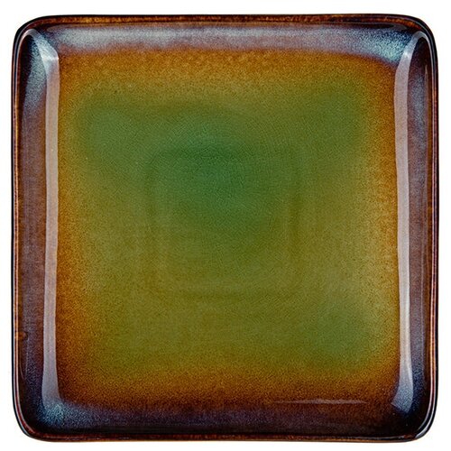 фото Тарелка квадратная 180х180мм, синий+зеленый "corone verde" corone collezione d’arte