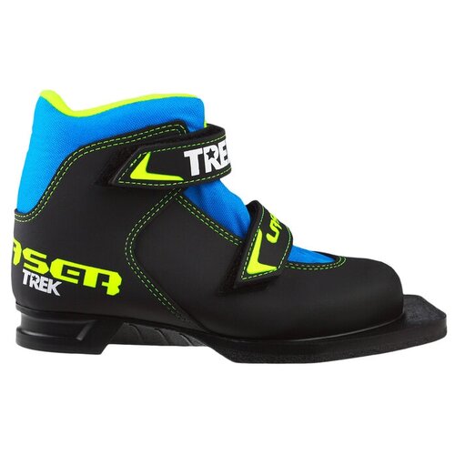 фото Ботинки лыжные trek laser nn75 ик, цвет чёрный, лого лайм неон, размер 35 mikimarket