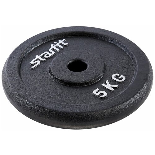 фото Диск starfit bb-204 5 кг, d=26 мм, черный, чугунный