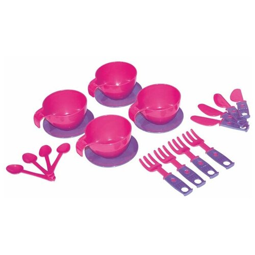 фото Набор посуды zebratoys для завтрака 15-10037-4 розовый/фиолетовый